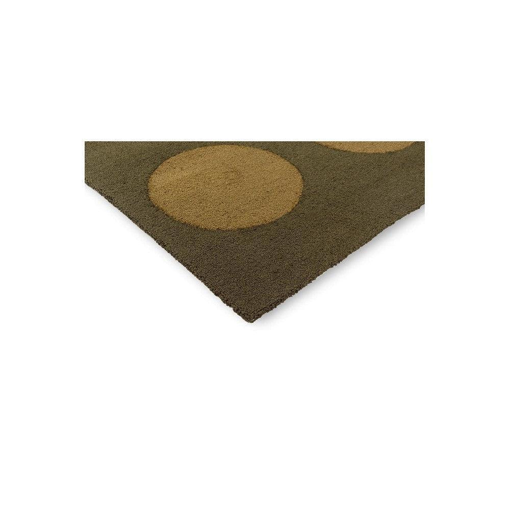 Brink & Campman Habitat Festival Dots Olive Green Outdoor Rug featuring circular dot pattern in olive and tan on olive background