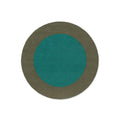 Brink & Campman Habitat Festival Round Aqua Rug featuring circular aqua teal center and olive ring on white, power-loomed polypropylene