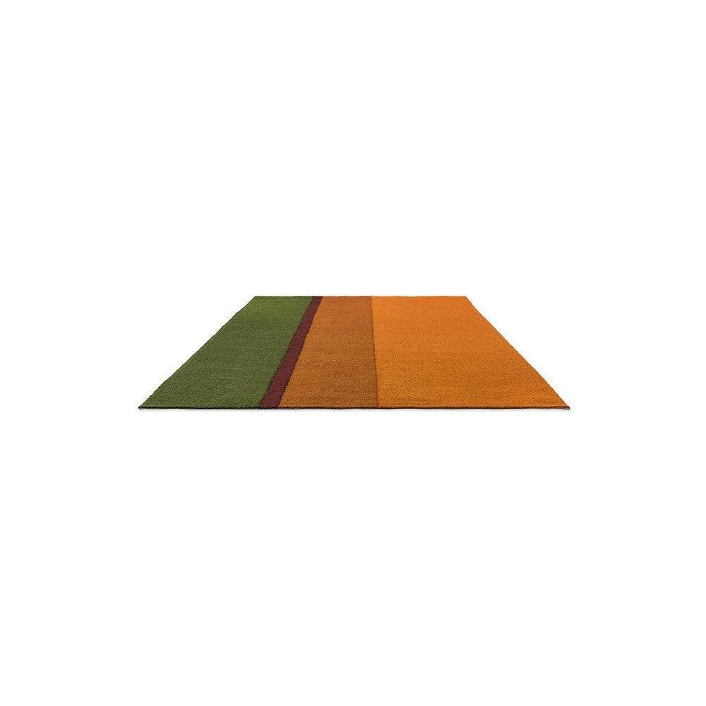 Brink & Campman Habitat Festival Stripe Orange outdoor rug featuring green and orange stripes on white background, machine-made polypropylene