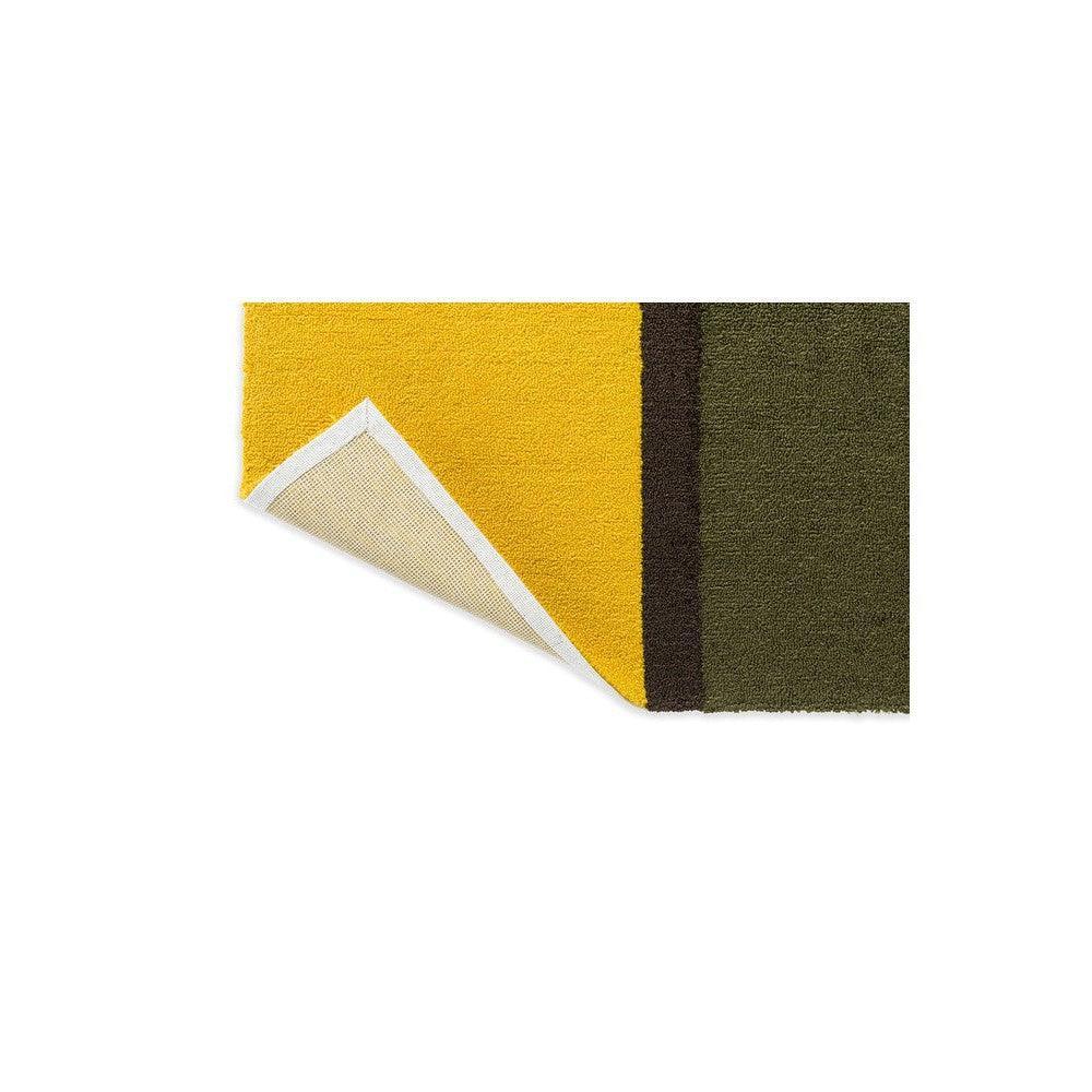 Brink & Campman Habitat Festival Stripe Yellow Outdoor Rug featuring bold yellow and olive stripes on neutral ground, outdoor-ready design