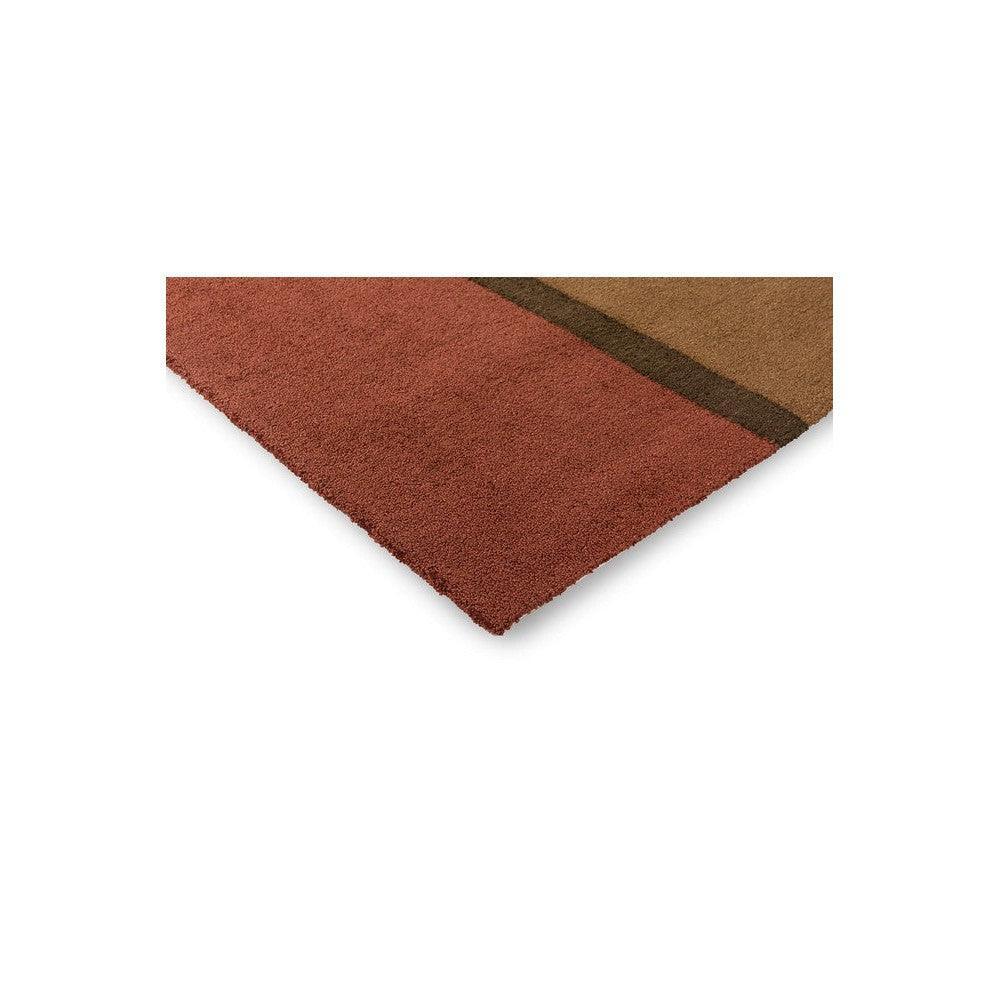 Brink & Campman Habitat Festival Stripe outdoor rug featuring stripe pattern in burnt orange and browns on beige, polypropylene
