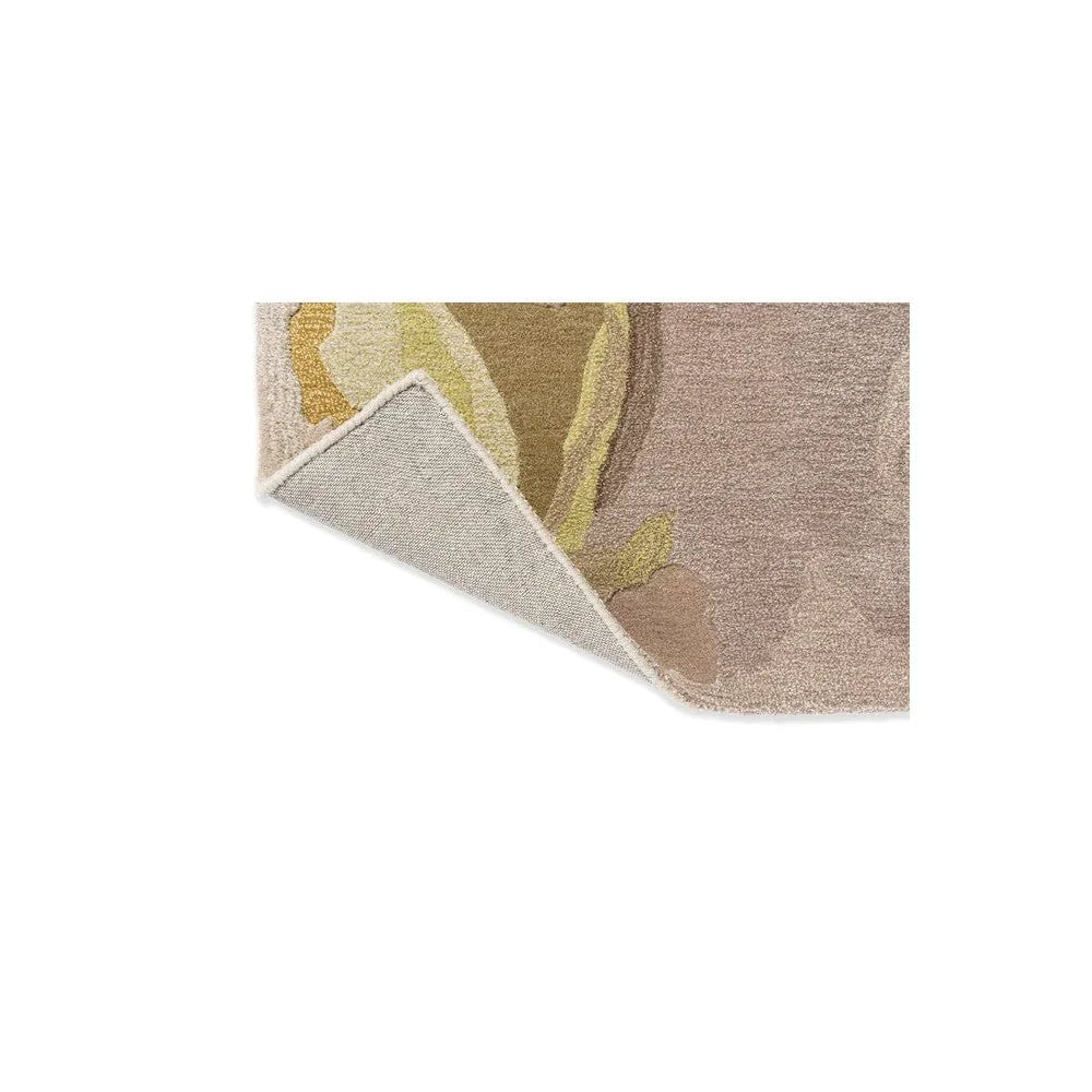 Harlequin Foresta Pebble/sand Designer Rug featuring abstract floral pattern in pebble, sage and olive on sand background, hand-tufted wool