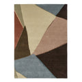 Harlequin Sumi Reflect rug featuring abstract geometric pattern in cream, beige, taupe, dusty blue and terracotta on sandy background, hand-tufted wool
