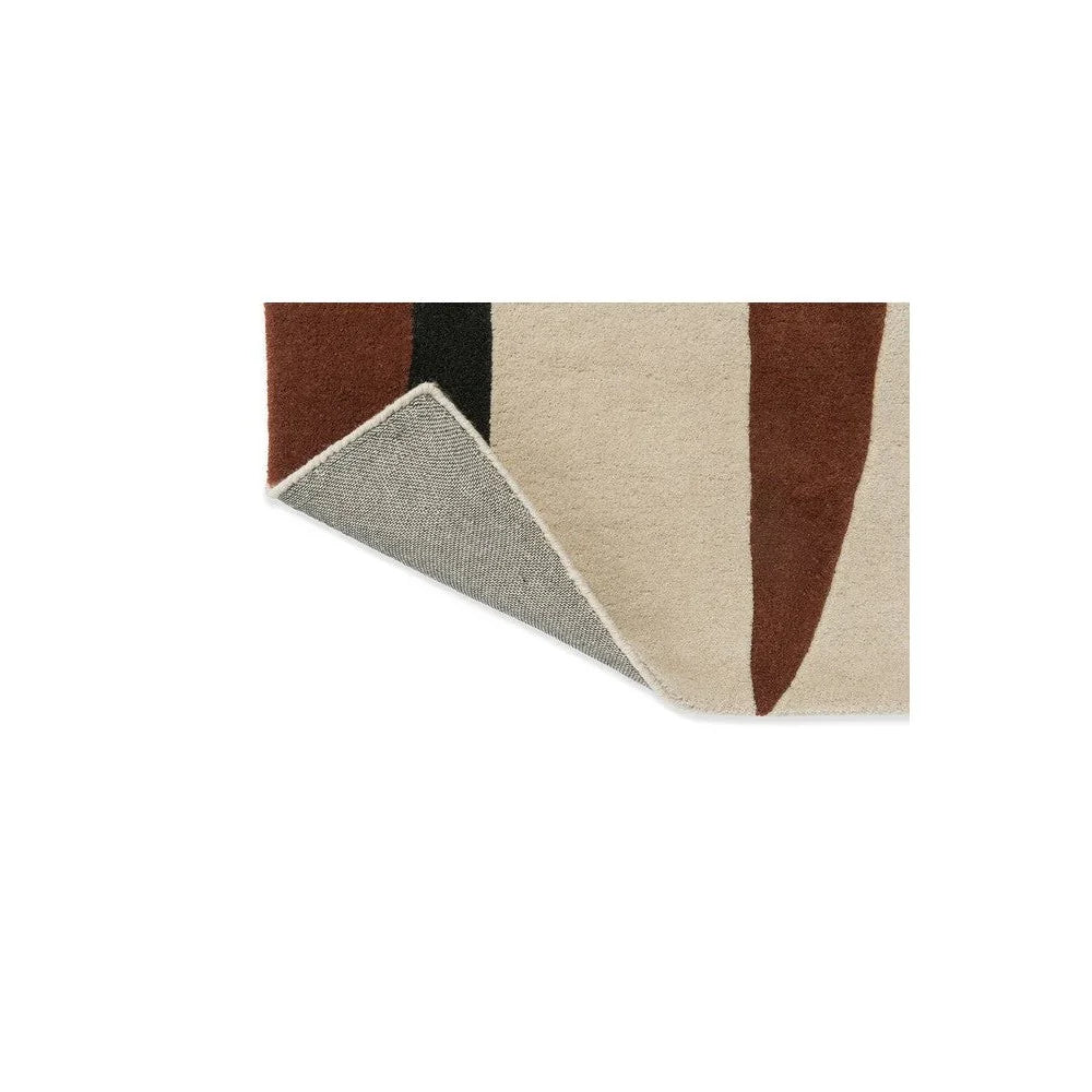 Harlequin Torillo Designer Rug featuring abstract stripe in cornflower blue, walnut brown, cream on beige, hand-tufted wool