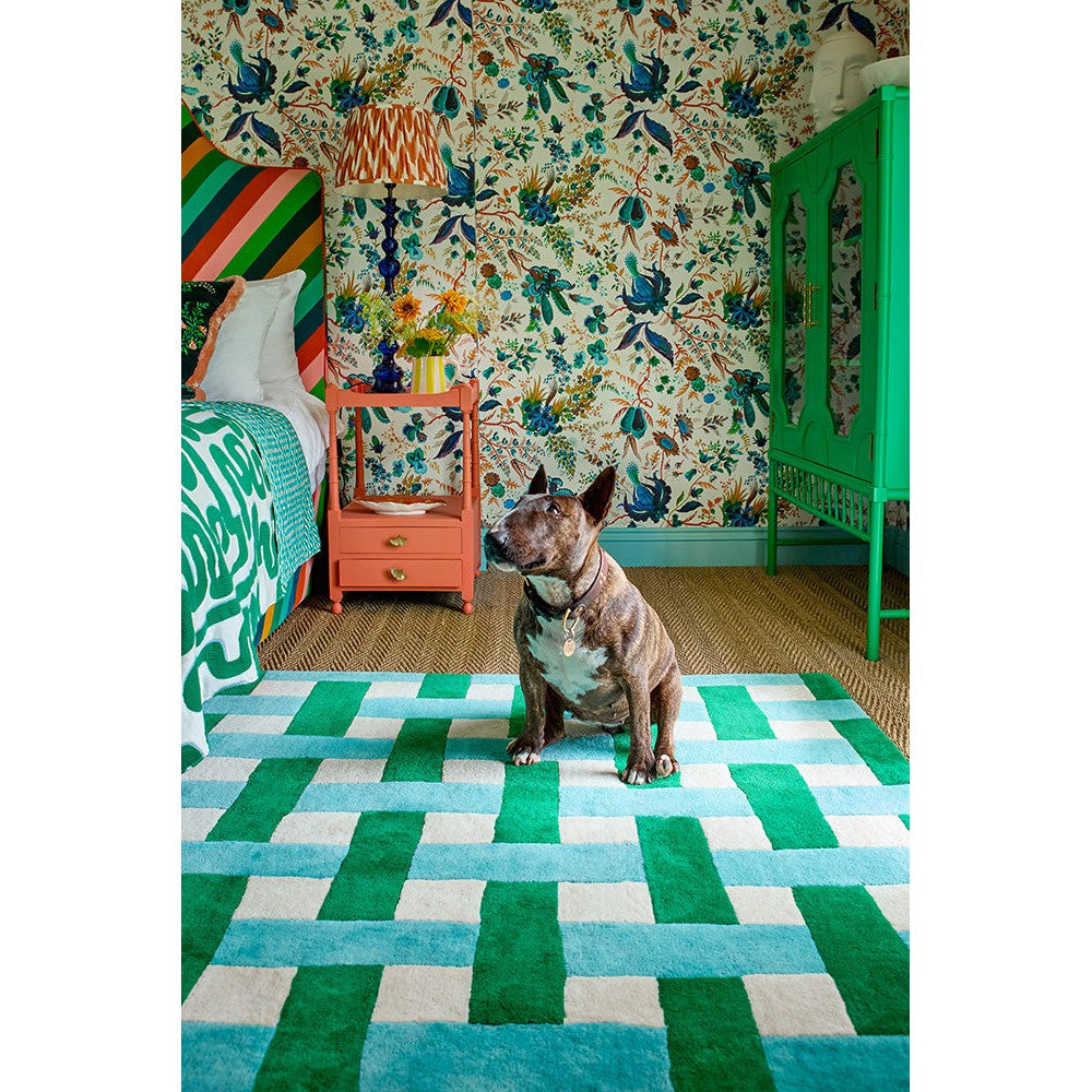 Sophie Robinson x Harlequin Basket Weave Emerald/Aquamarine Designer Rug