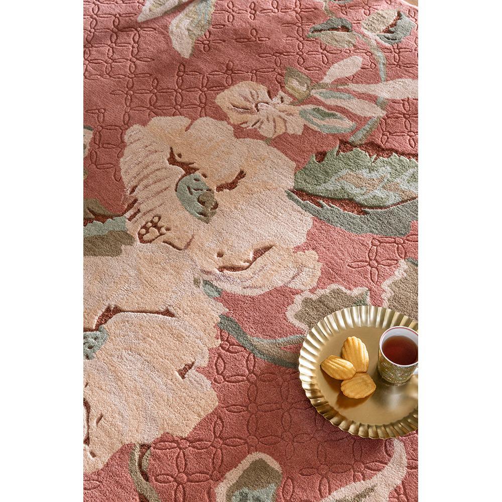 Laura Ashley Aylworth Trail Terracotta Rug featuring floral pattern in terracotta, blush pink, sage green and cream on terracotta background, hand-tufted wool