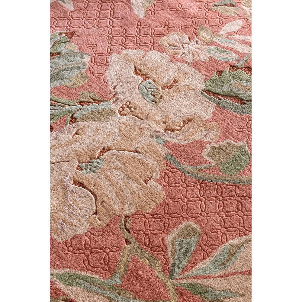 Laura Ashley Aylworth Trail Terracotta rug featuring floral pattern in terracotta, peach, sage and cream on coral background, hand-tufted wool