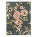 Laura Ashley Aylworth Trail Fern Green Rug featuring pink floral pattern on fern-green background, machine-woven wool