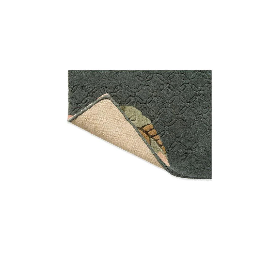 Laura Ashley Aylworth Trail Fern Green Designer Rug featuring botanical leaf pattern in fern green, olive and beige on cream background, hand-tufted wool