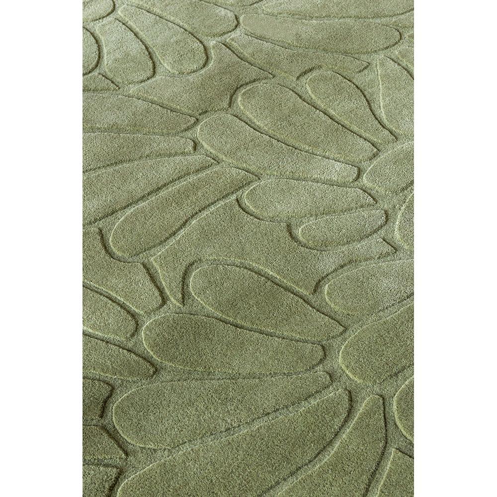 Laura Ashley Coleby Petals Hedgerow Green Designer Rug featuring leaf petal motif in hedgerow green, olive and sage on sage-green background, hand-tufted wool
