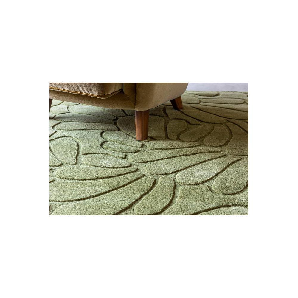 Laura Ashley Coleby Petals Hedgerow Green Rug featuring botanical petal pattern in hedgerow green, sage and moss on pale beige, hand-tufted wool