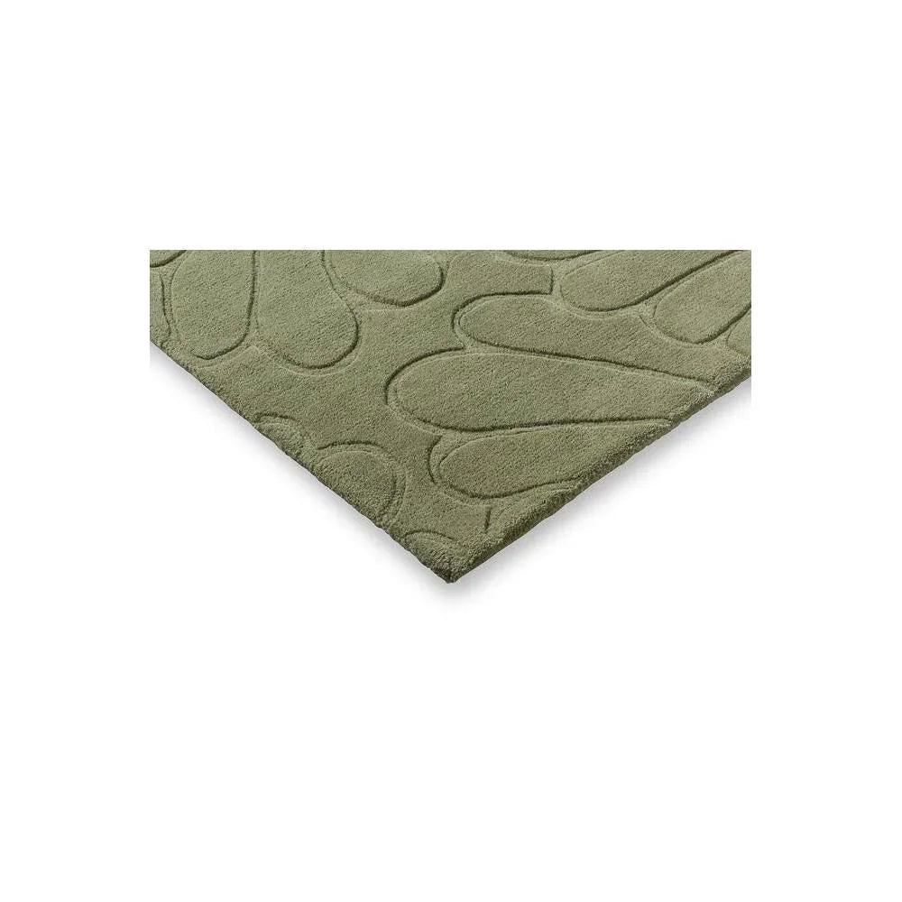 Laura Ashley Coleby Petals Hedgerow Green Designer Rug featuring petal pattern in hedgerow green and olive on sage-green background, hand-tufted wool
