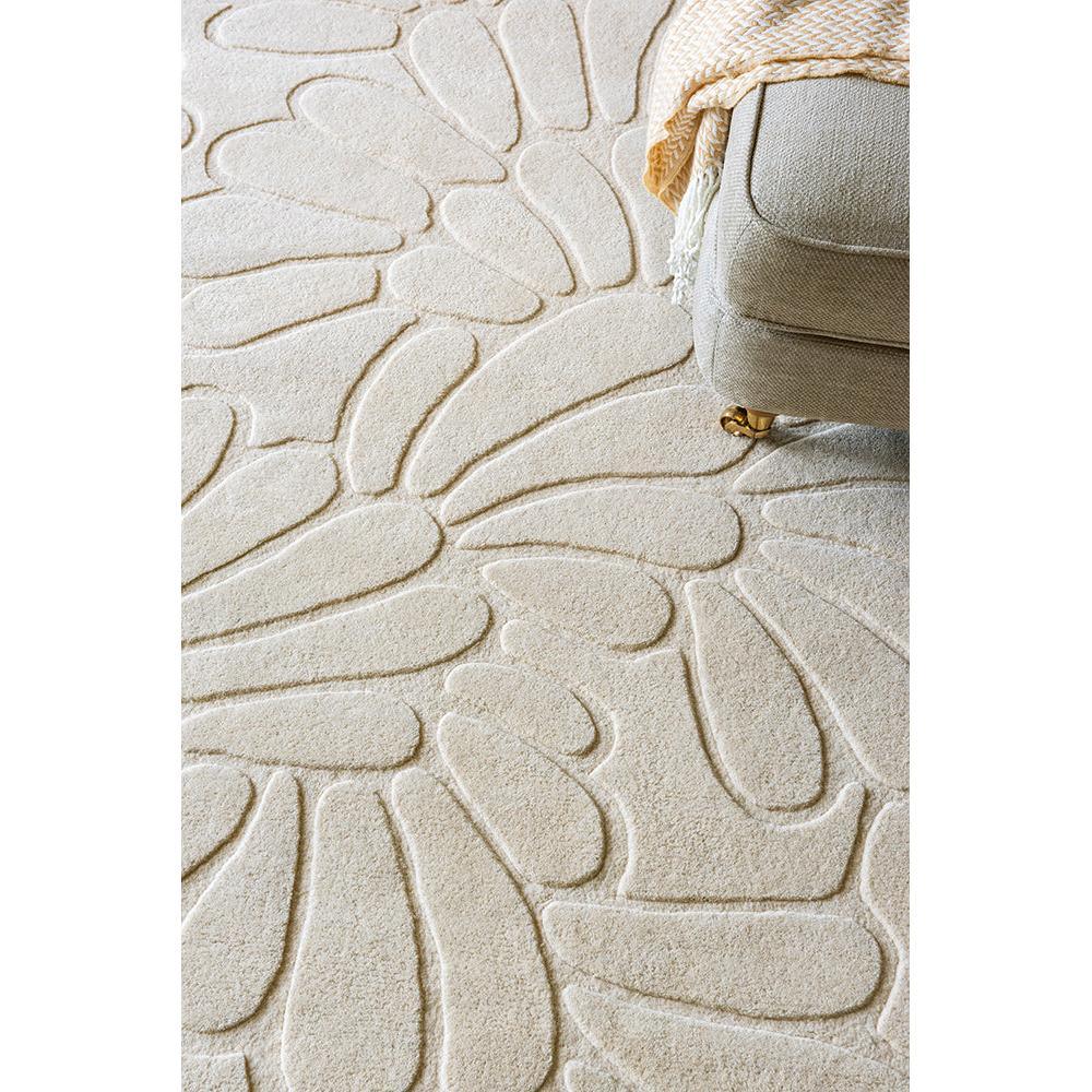 Laura Ashley Coleby Petals Ivory Cream Designer Rug featuring petal-patterned embossed design in ivory cream on ivory background, hand-tufted wool