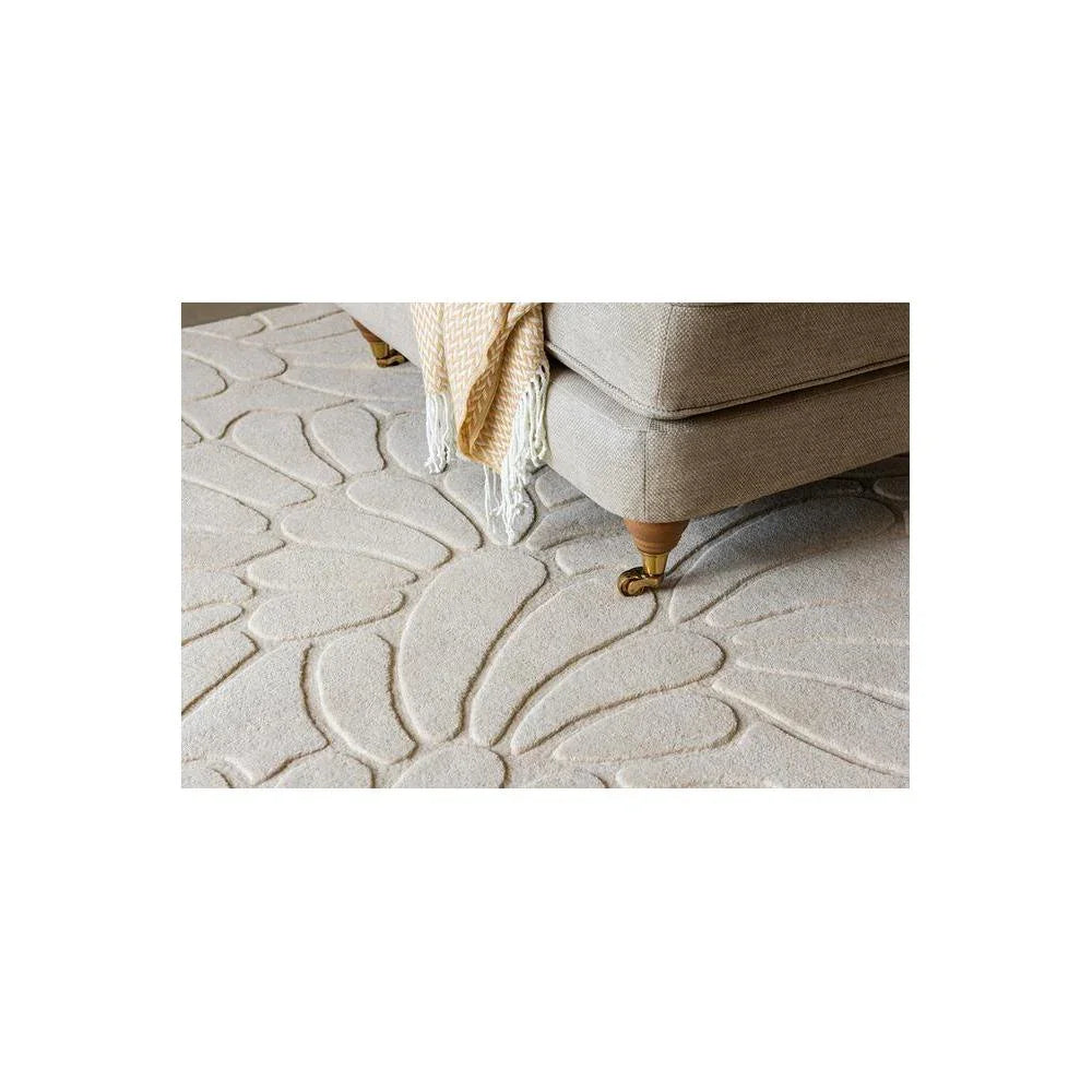 Laura Ashley Coleby Petals Ivory Cream Rug featuring ivory/cream petal motif on soft ivory background, hand-tufted wool
