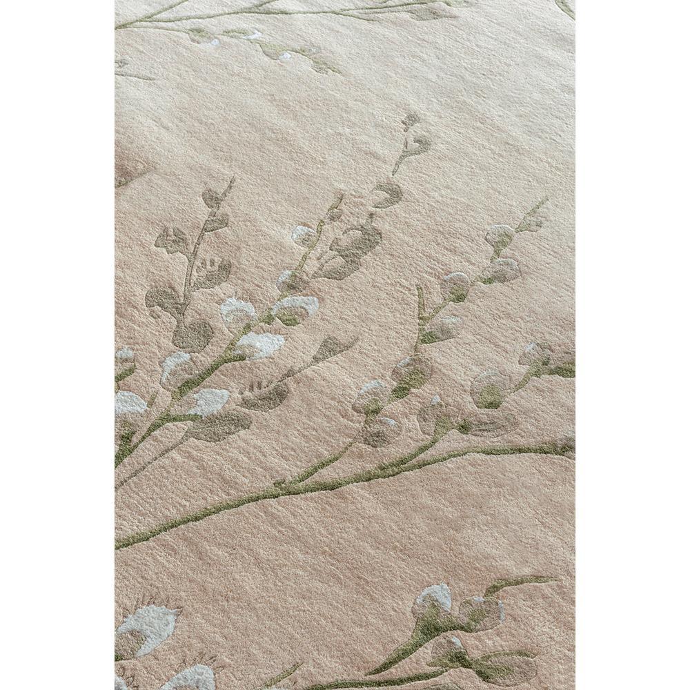 Laura Ashley Pussy Willow Hedgerow Green Designer Rug featuring botanical branches in sage green and ivory on peach background, hand-tufted wool