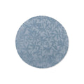 Laura Ashley Cleavers Seaspray round rug featuring embossed floral leaf pattern in sea‑spray blue on light blue, machine-loomed polyester