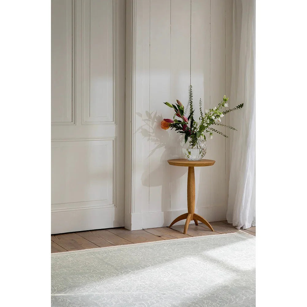 Laura Ashley Silchester Pale Sage Rug featuring subtle damask in sage, cream and ivory on light beige, hand-tufted wool