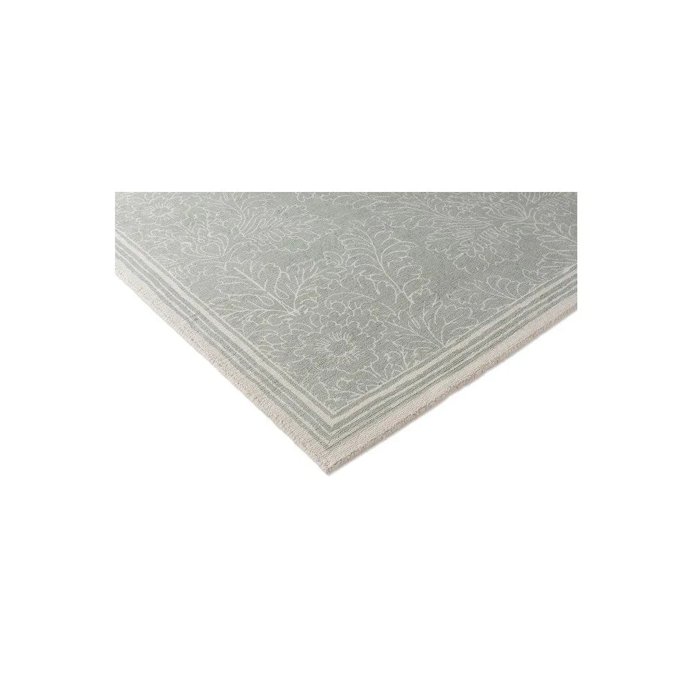 Laura Ashley Silchester Pale Sage Designer Rug featuring damask pattern in sage and ivory on pale sage background, machine-made polyester