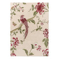 Laura Ashley Summer Palace Cranberry-Grape Designer Rug featuring botanical floral with bird in cranberry, grape, sage, pink on cream, hand-tufted wool