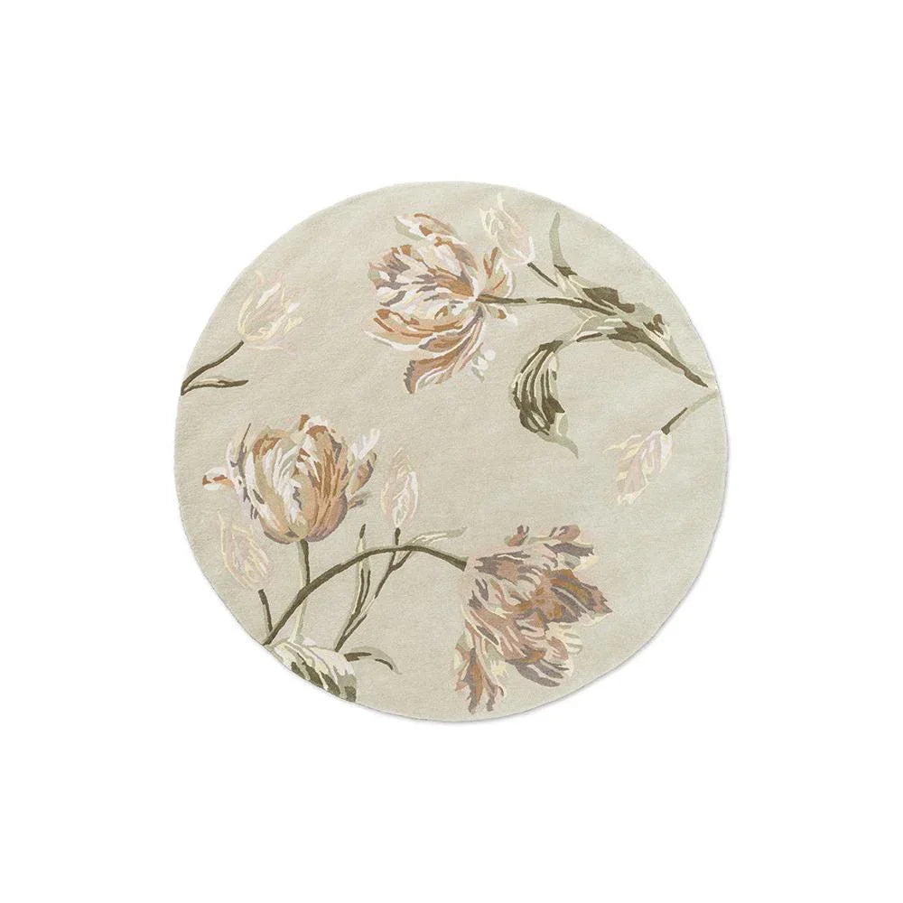 Laura Ashley Gosford Natural Sage Green Designer Rug featuring floral pattern in sage green, cream, blush and olive on cream, hand-tufted wool