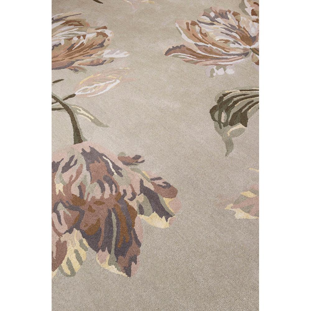 Laura Ashley Gosford Natural Round Rug featuring floral pattern in sage green, dusty pink, cream on beige background, machine-made polyester
