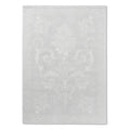 Laura Ashley Josette Dove Grey Designer Rug featuring damask floral pattern in ivory on dove grey background, machine-woven wool