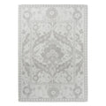 Laura Ashley Newborough Steel Designer Rug featuring damask floral in steel grey & light grey on ivory background, machine-made polyester
