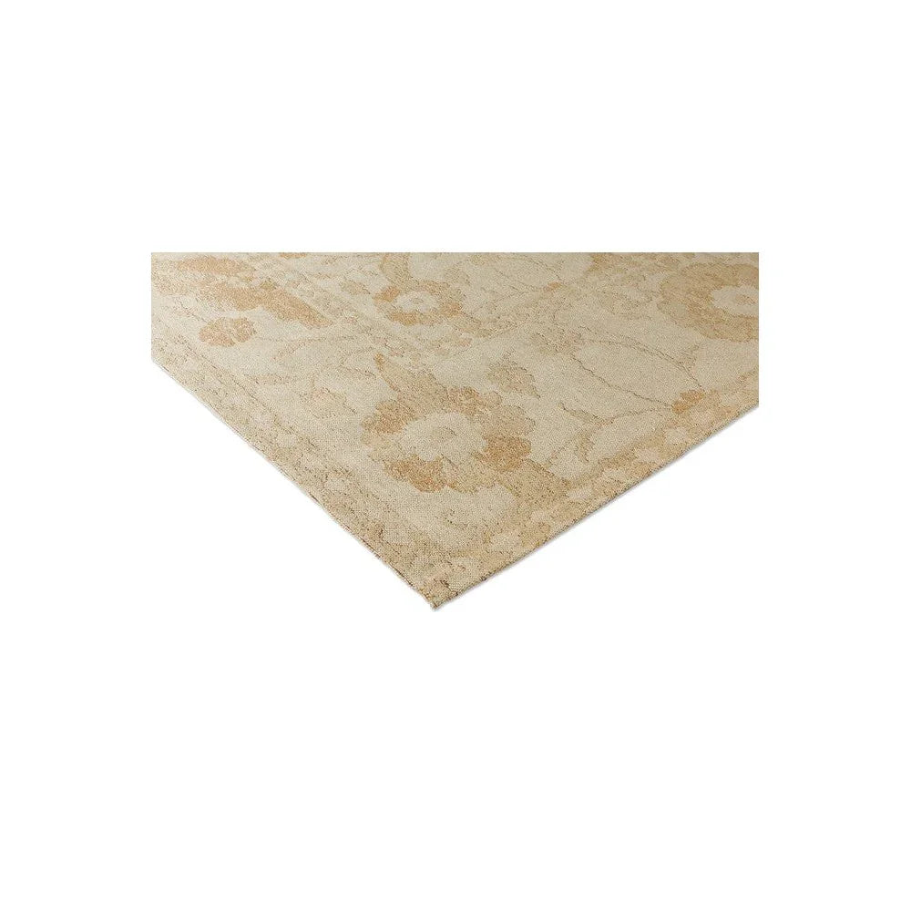 Laura Ashley Newborough Pale Gold Rug featuring damask pattern in pale gold & ivory on cream background, machine-made wool-blend
