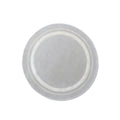 Laura Ashley Redbrook Silver Round Rug featuring concentric rings in silver-grey and cream on pale grey background