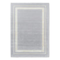 Laura Ashley Redbrook Silver Designer Rug featuring geometric double-border in silver-grey and cream on pale grey background, machine-made polyester