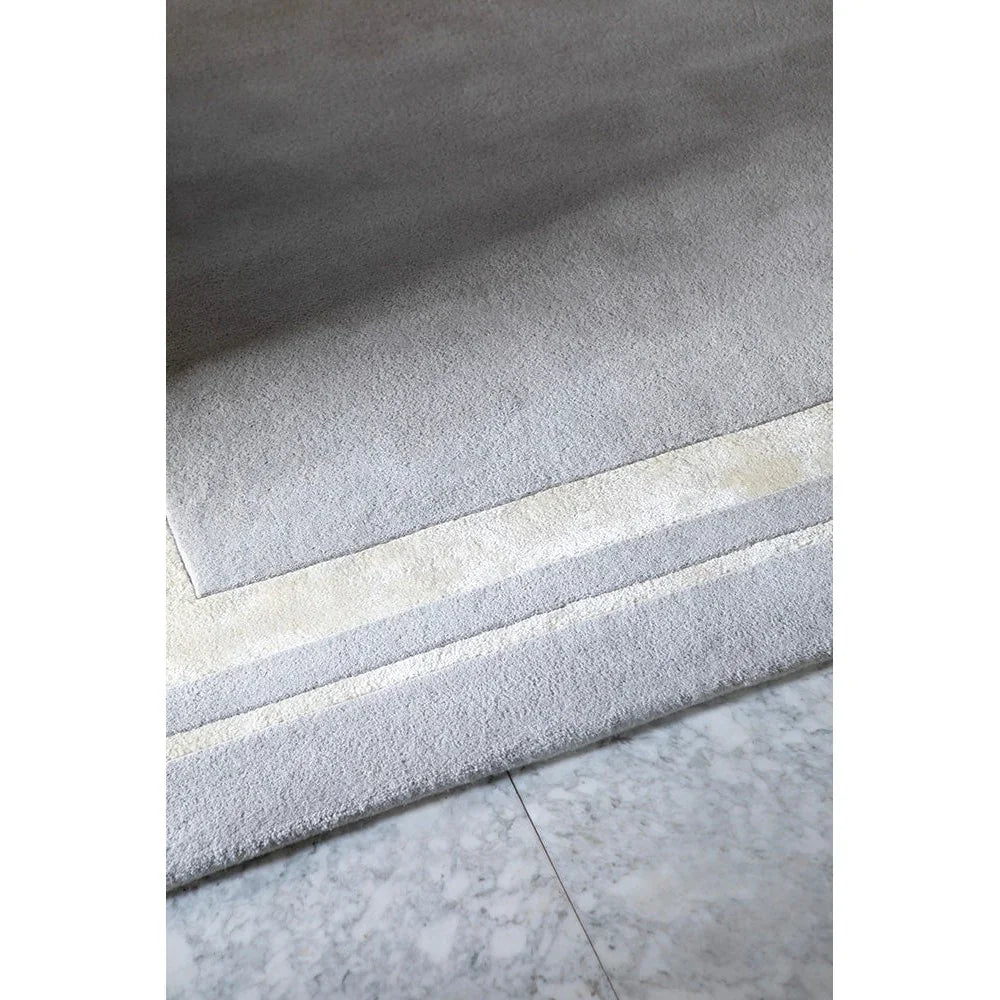 Laura Ashley Redbrook Silver Designer Rug featuring gradient grey stripes on pale cream background, BRINK & CAMPMAN - LAURA ASHLEY