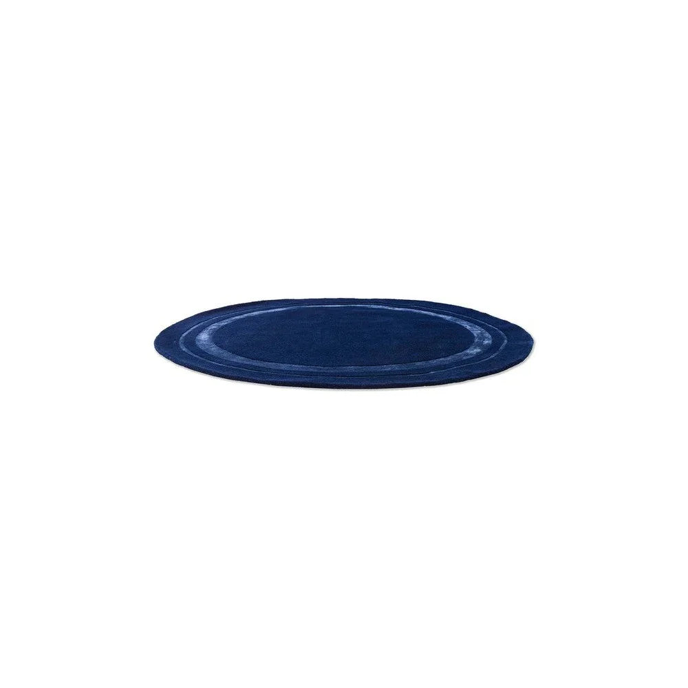 Laura Ashley Redbrook Midnight Designer Round Rug featuring concentric ring pattern in deep navy blue on midnight background