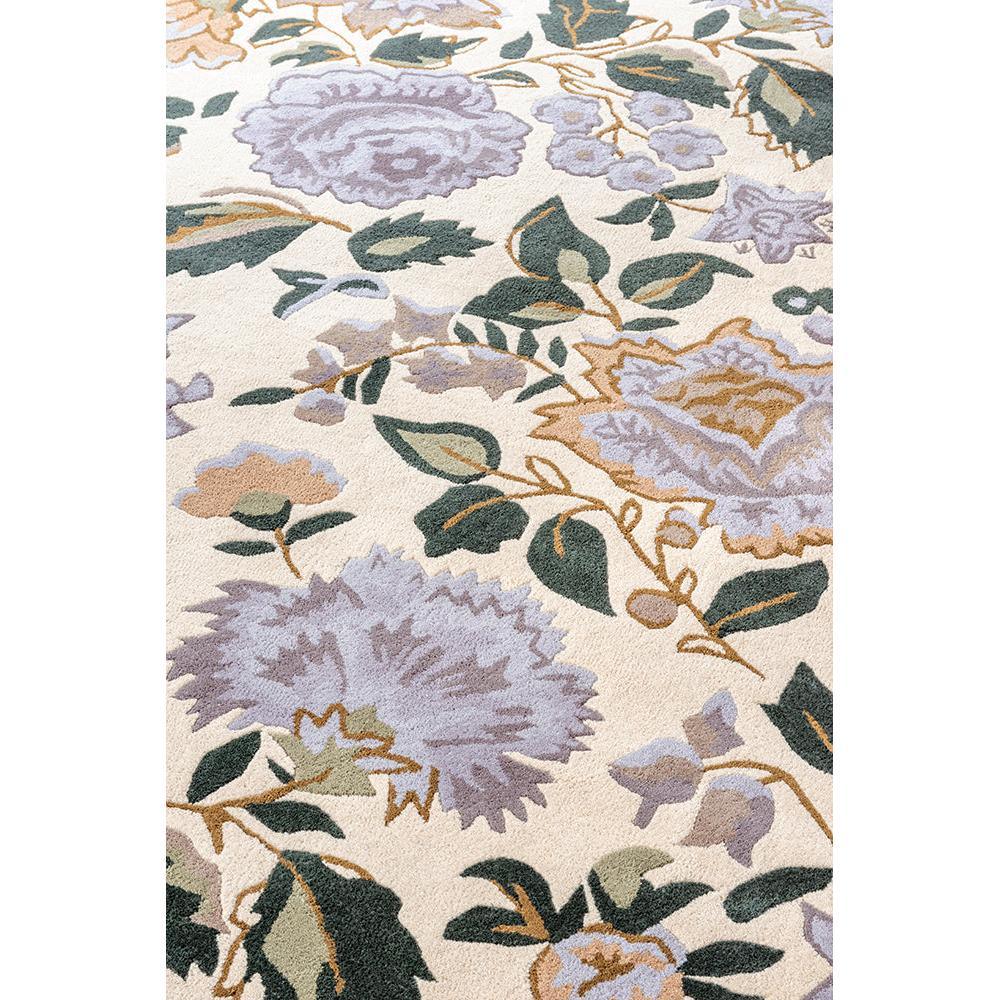 Laura Ashley Wendling Floral Rug featuring botanical bouquet pattern in heather purple, lilac, sage green on cream background, hand-tufted wool
