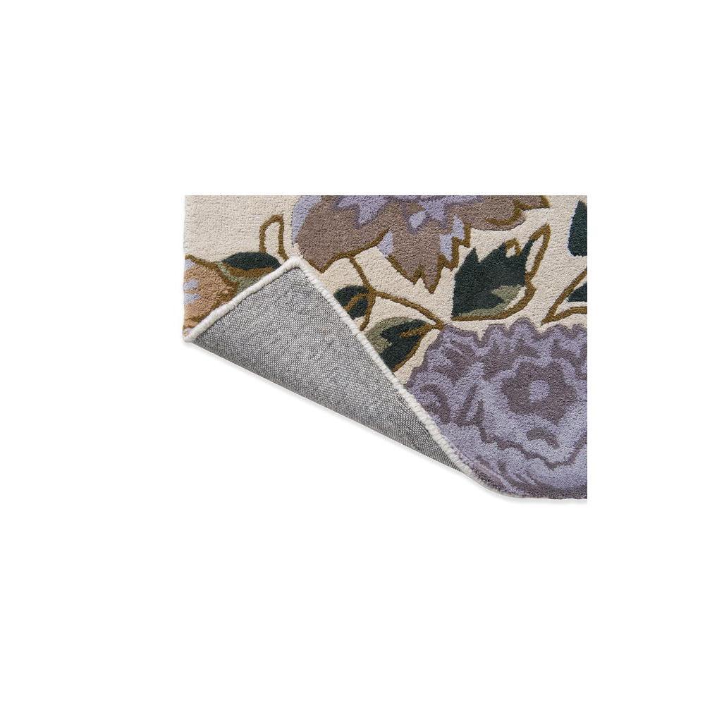 Laura Ashley Wendling Floral Heather Purple Designer Rug featuring botanical floral pattern in lavender, lilac, beige on cream background, hand-tufted wool