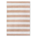 Laura Ashley Lille Pale Ochre Outdoor Rug featuring horizontal stripes in pale ochre and white on white background, machine-made