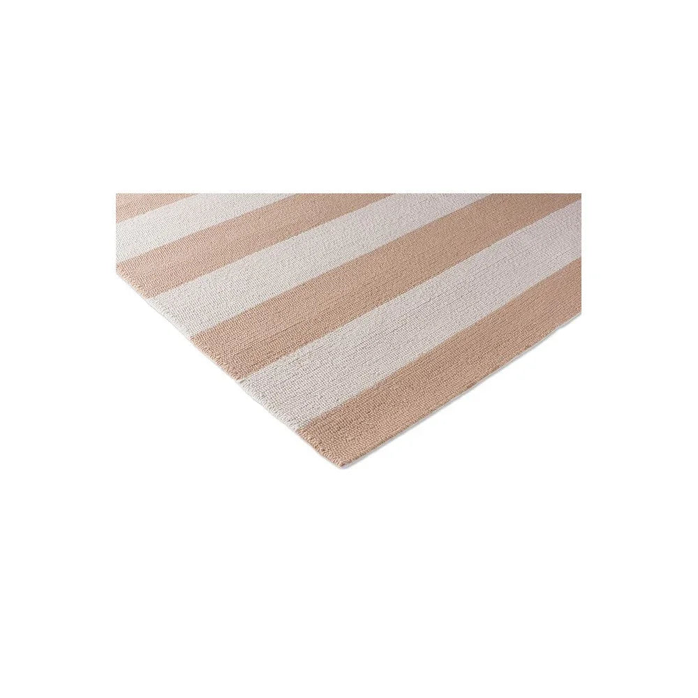 Laura Ashley Lille Pale Ochre Outdoor Rug featuring diagonal stripes in pale ochre and cream on white background, woven outdoor rug