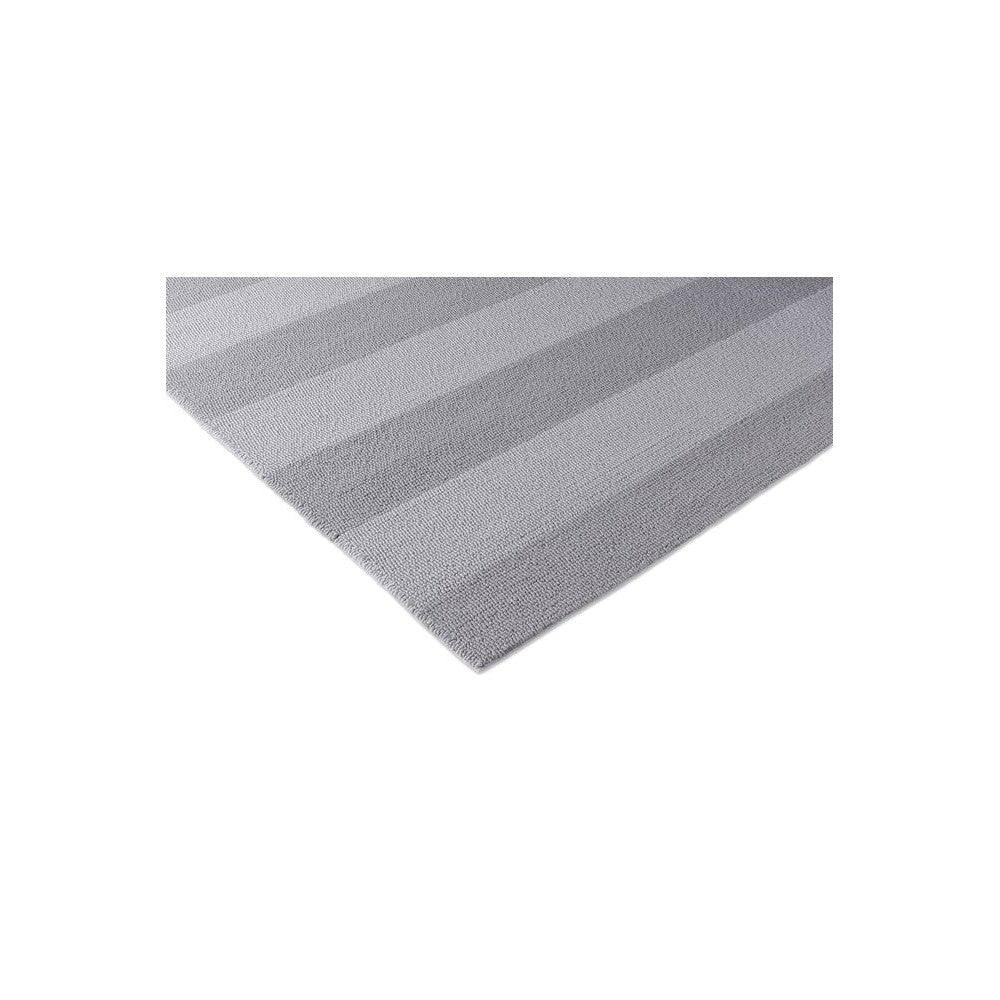 Laura Ashley Lille Dove Grey Outdoor Designer Rug featuring striped pattern in dove grey, light grey on pale grey background, power-loomed polypropylene