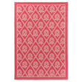 Laura Ashley Porchester Poppy Red Outdoor Rug featuring white floral lattice on red field with border, machine-made polypropylene