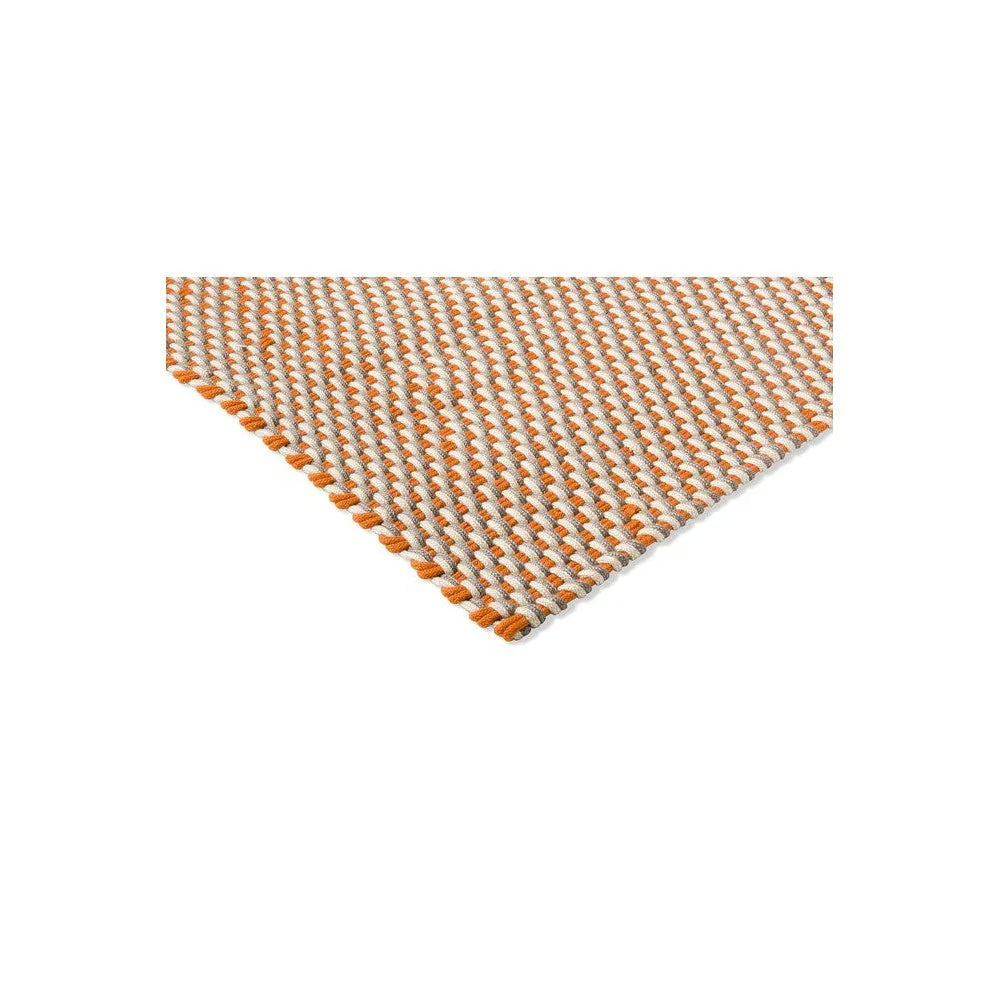 Brink & Campman Lace Tri-colour White Outdoor Rug featuring braided stripe in orange and white on white background, woven polypropylene