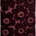 Marimekko Unikko Burgundy 132200 Rug floral pattern in burgundy, wine and mauve on burgundy, machine-made polypropylene