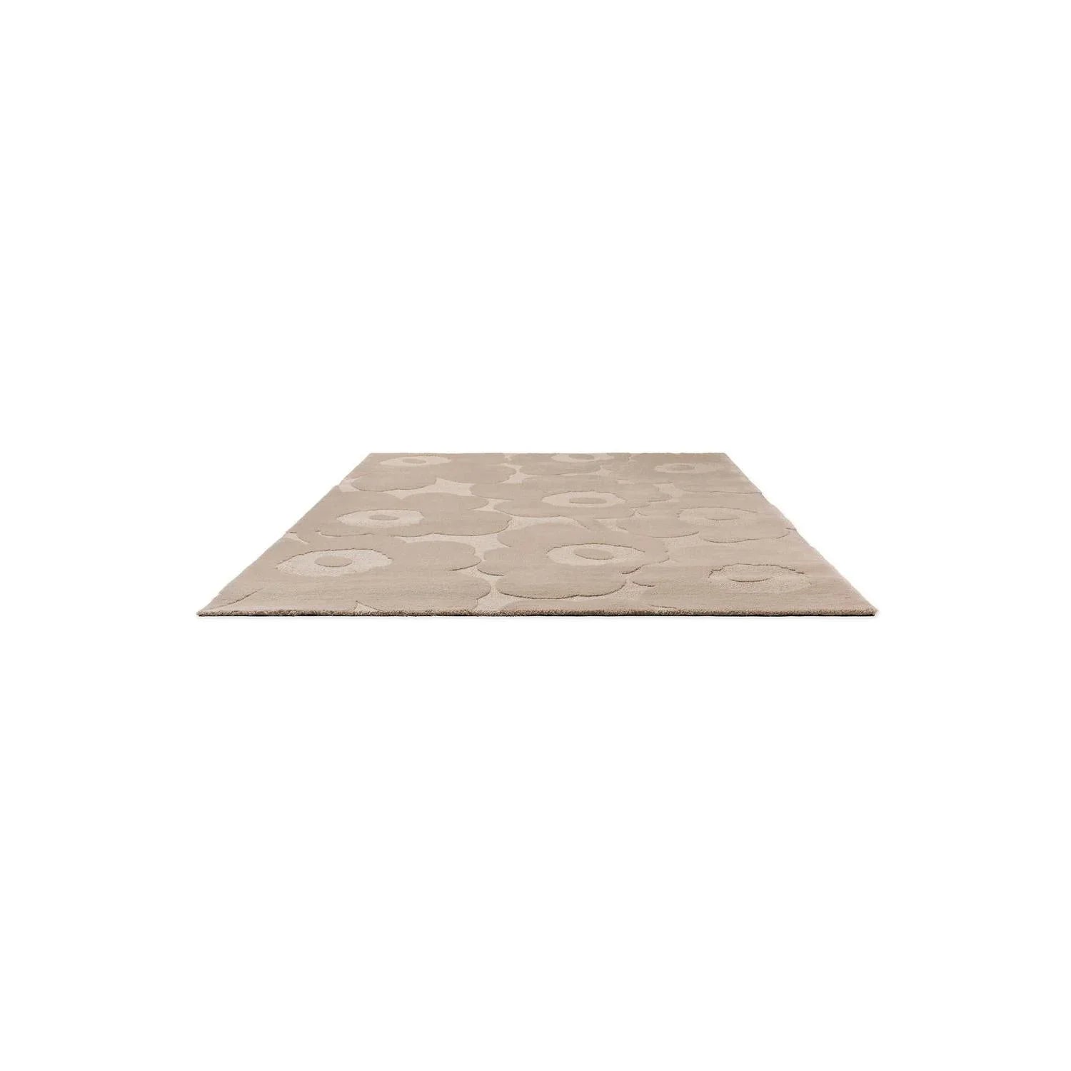 Marimekko Unikko Light Beige Designer Rug featuring circular pattern in beige on cream background, machine-made wool