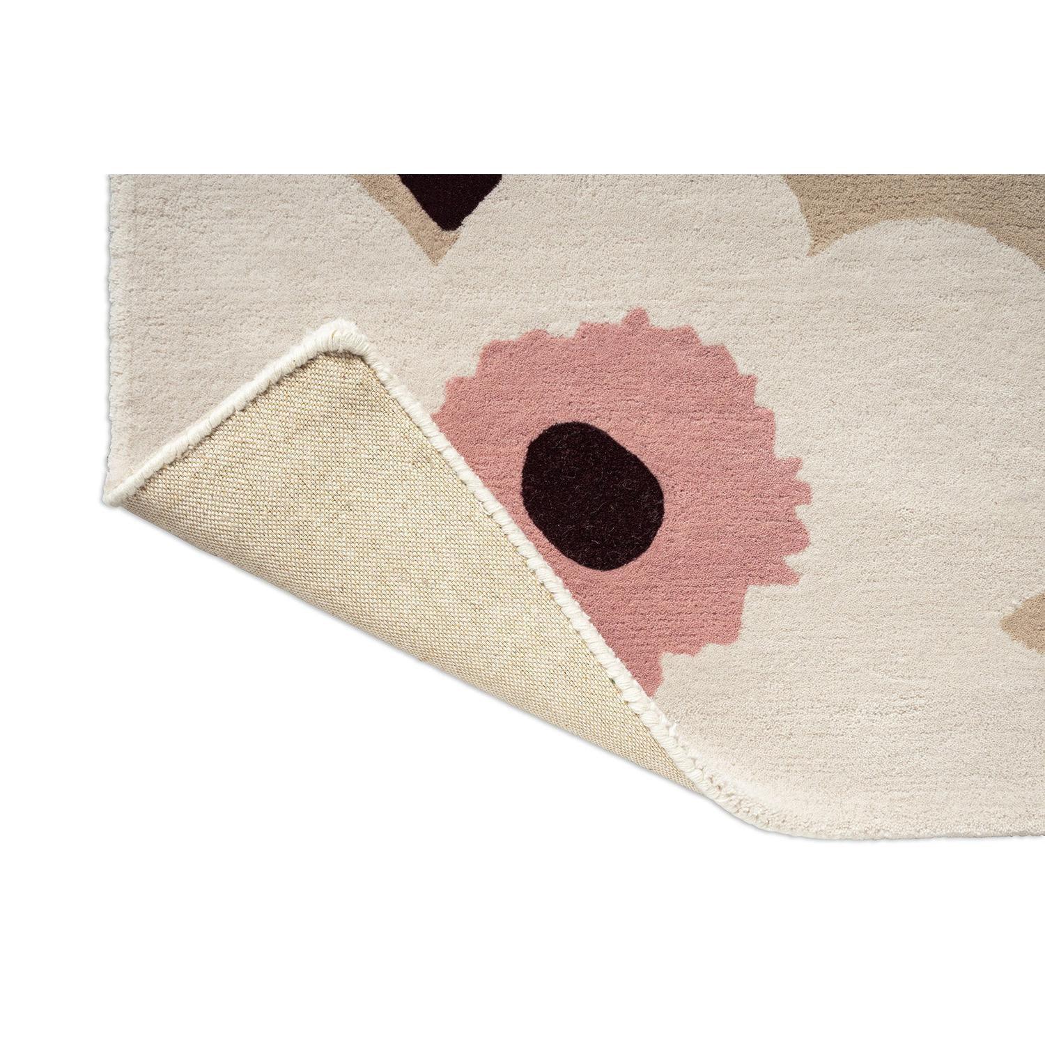 Marimekko Unikko Beige Pink 132402 Rug featuring beige, blush pink and burgundy floral on cream ground, tufted wool