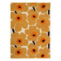 Marimekko Unikko Honey 132406 Rug with floral pattern in honey yellow, orange and black on cream background, tufted wool