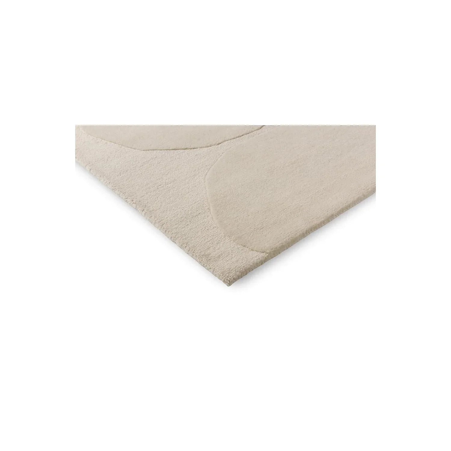 Marimekko Isot Kivet Natural White Rug featuring large pebble pattern in beige and cream on white background, machine-made wool blend