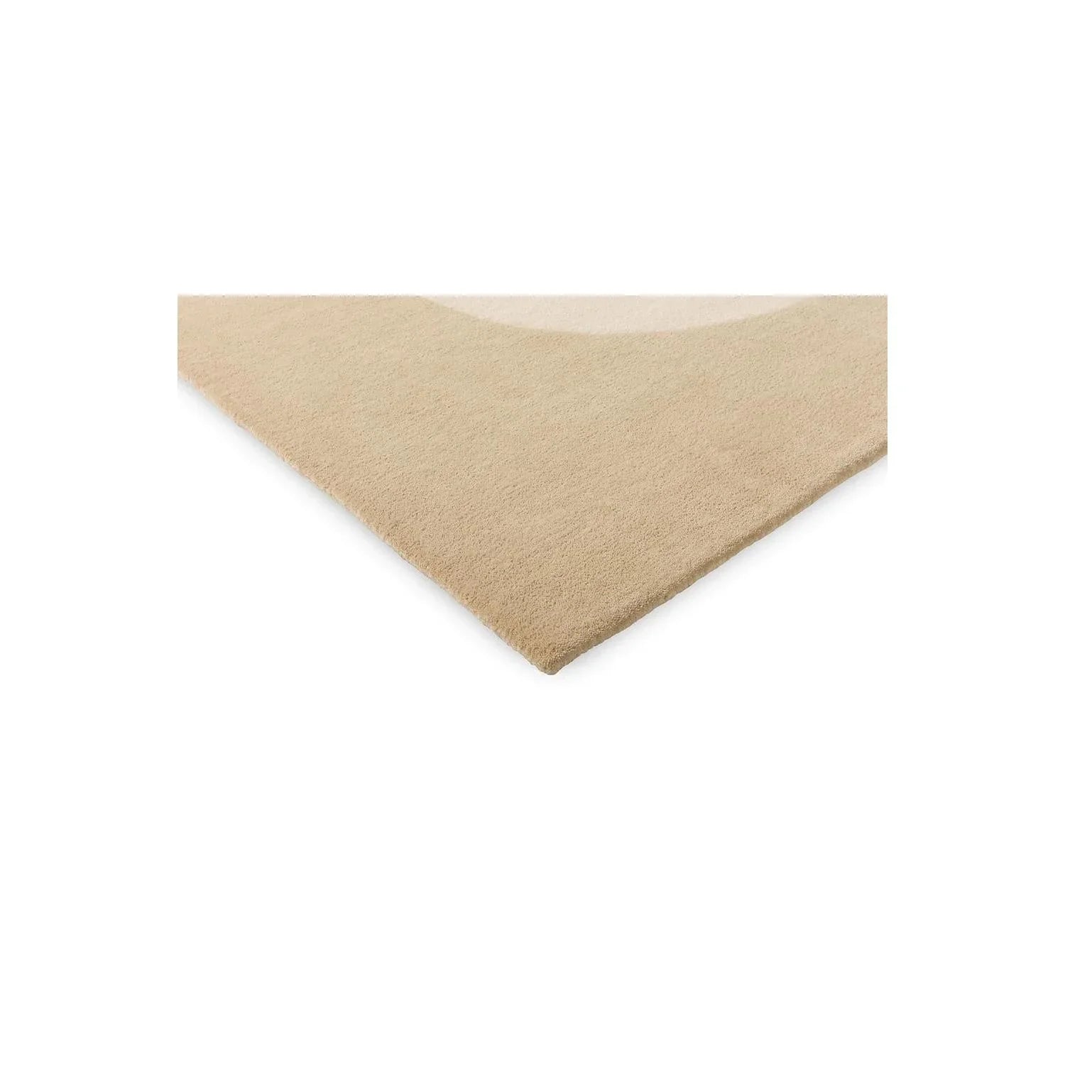 Marimekko Seireeni Warm Beige Rug featuring abstract curved motif in beige, cream and taupe on ivory background, hand-tufted wool