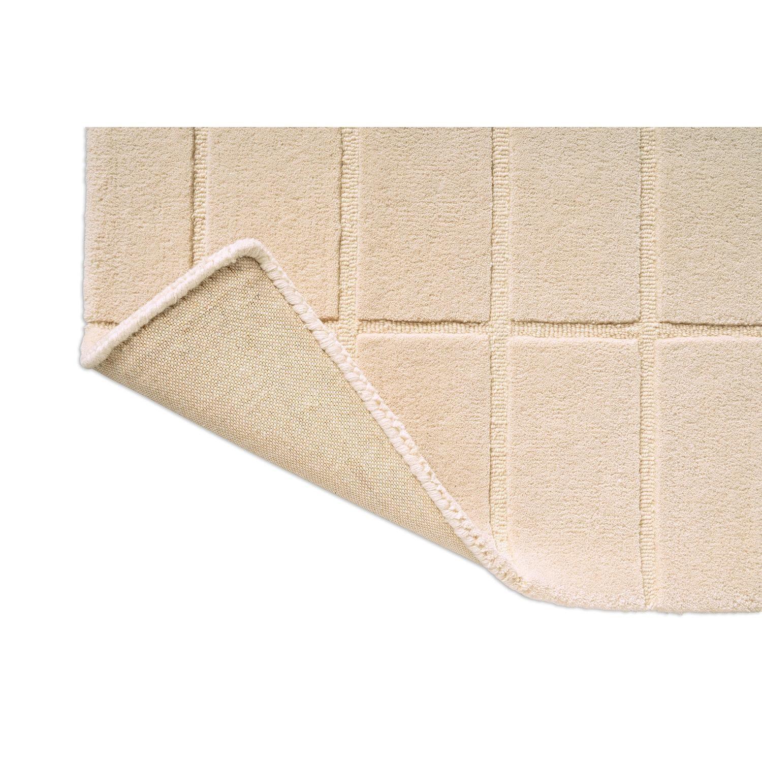 Marimekko Tiiliskivi Runner Rug featuring tile pattern in cream, beige and white on white background machine-woven cotton