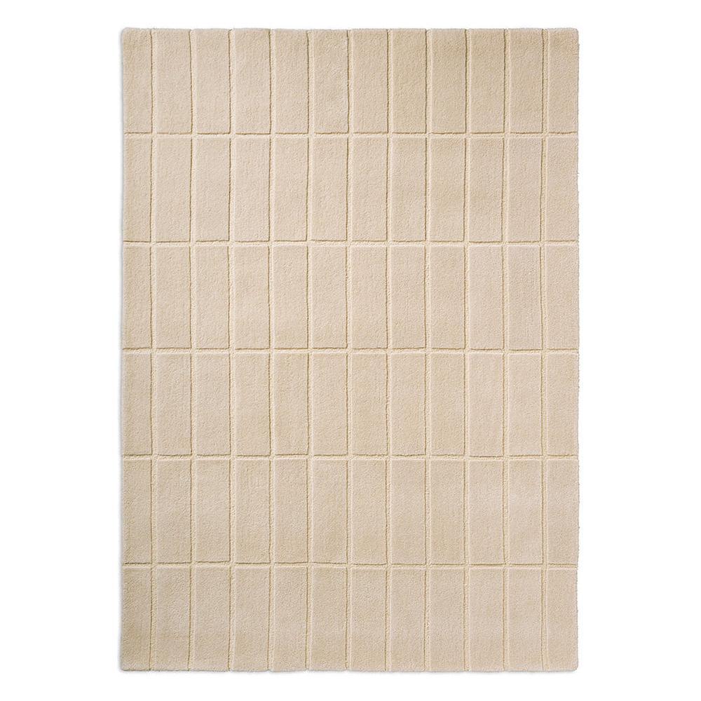 Marimekko Tiiliskivi 132901 Rug featuring tile-grid pattern in natural white, cream and beige on ivory background, hand-tufted wool