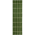 Marimekko Tiiliskivi Green Runner Rug featuring a grid pattern in cream on dark forest green background, hand-tufted wool