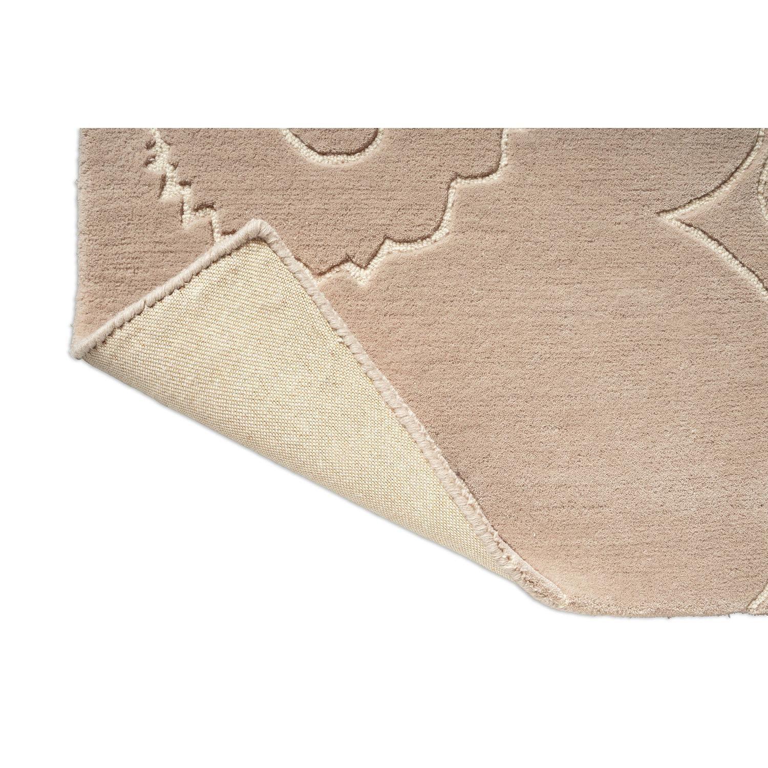 Marimekko Piirto Unikko Greige Rug featuring floral pattern in greige, cream on beige, machine-woven wool