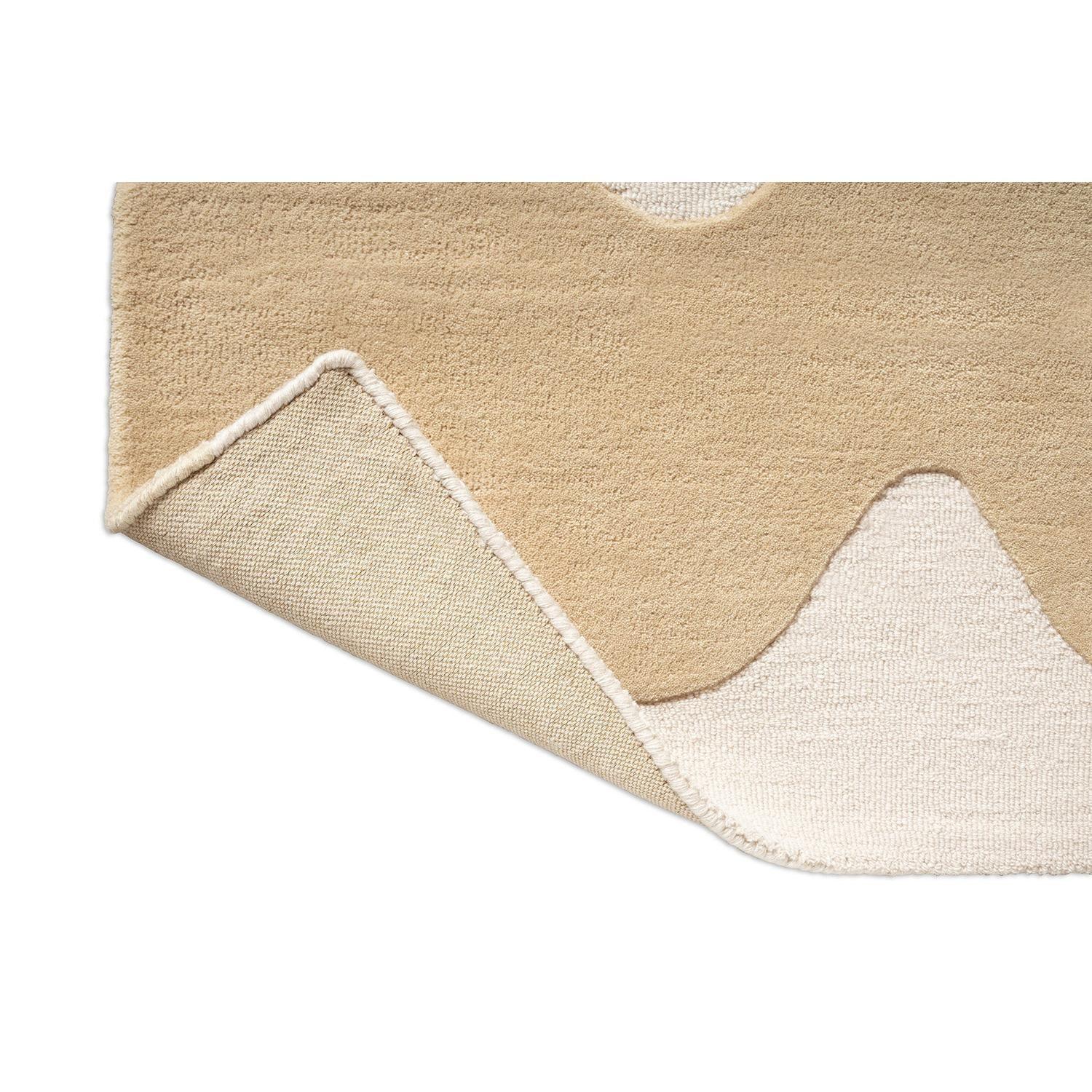 Marimekko Lokki Butter Runner Rug featuring curved motif in cream, taupe and beige on beige background, hand-tufted wool